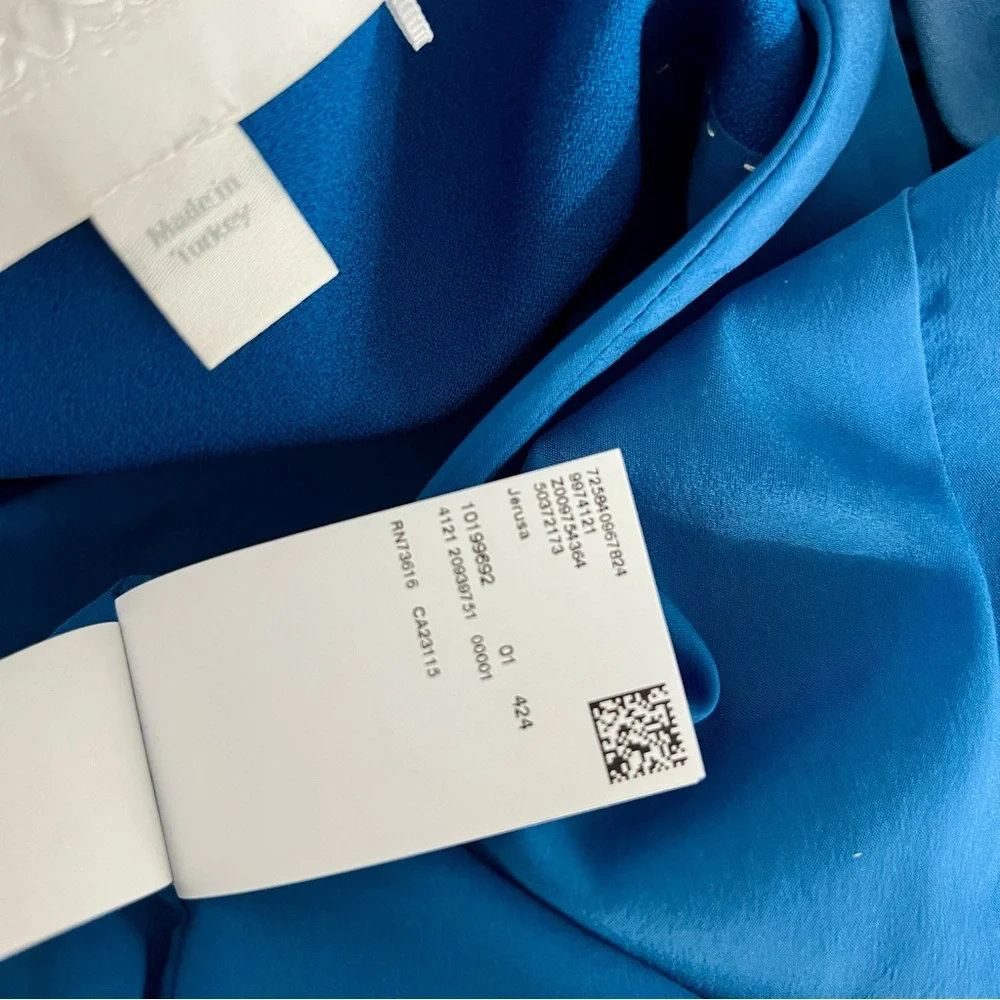 HUGO BOSS Blue Jerusa Textured Stretch Cropped Suit Blazer Jacket US 10 - Picture 9 of 11